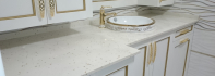 çimstone midye kabuklu Riviera modeli banyo tezgahı uygulaması. Cimstone mutfak tezgahlarında ve banyo tezgahlarında kullanılan en iyi yüzey kaplama ürünüdür.