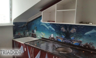 deniz dibi desenli mutfak panosu, mutfak tezgah arkası resim, cama resmi uygulama,