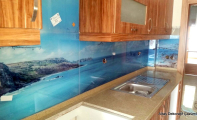 Mutfak arası cam panel, dekoratif panel cam kaplama, 