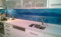 Acrylic mutfak arası manzara baskılı panel kaplamaları.